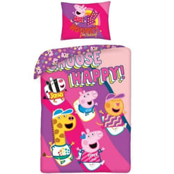 Parure de lit - Peppa Pig - 140x200 cm - Housse de couette en coton - Taie doreiller incluse - Rose