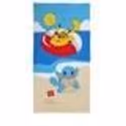 Serviette de plage - Pokémon - Pikachu et Carapuce - 100% coton - Lavable en machine - 140x70 cm