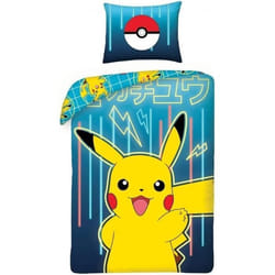 Parure de Lit - Pokemon - Pikachu Neon - 140x200 cm - 100% Coton - Oeko Tex