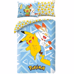 Parure housse de couette - POKEMON - Pikachu Team - 140x200 cm - Microfibre - Enfant