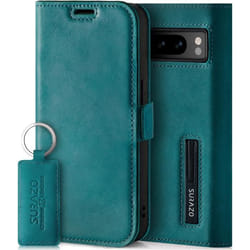 SURAZO Étui de Protection en Cuir Véritable pour Google Pixel 8 Pro 5G - Turquoise