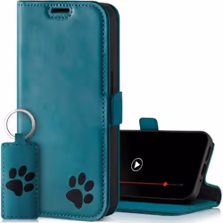 Étui de Protection en Cuir Véritable pour Samsung Galaxy S24 - Turquoise avec Patte