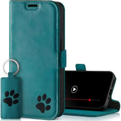 Étui de Protection en Cuir Véritable pour Samsung Galaxy S24 - Turquoise avec Patte