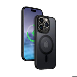 Coque de téléphone - Crong - Hybrid Frost MAG Cover - iPhone 15 Pro - Noir - Aimants MagSafe intégrés