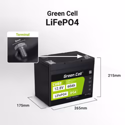 Green Cell LFPGC12V60AH Batterie de l'onduleur Phosphate de fer lithié (LiFePo4) 12,8 V 60 Ah - Vue supplémentaire 2