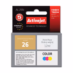 Activejet Encre AL-26N (remplacement Lexmark 26 10N0026 ; Suprême ; 12 ml ; couleur), Rendement élevé (XL), Encre à pigments, ...