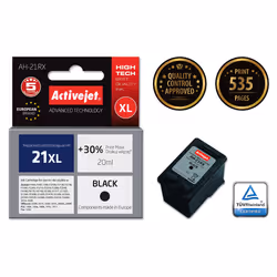 Activejet Encre AH-21RX (remplacement HP 21XL C9351A ; Premium ; 20 ml ; noir), Rendement élevé (XL), Encre à pigments, 20 ml ...