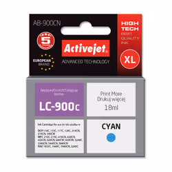 Activejet Encre AB-900CN (remplacement Brother LC900C ; Suprême ; 17,5 ml ; bleu), Rendement élevé (XL), Encre à colorant, 17 ...