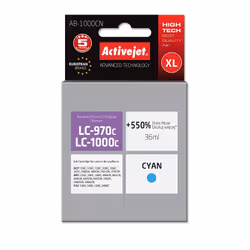 Activejet Encre AB-1000CN (remplacement Brother LC1000C/970C; Suprême; 36 ml; bleu), Rendement élevé (XL), Encre à colorant,  ...
