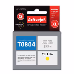 Activejet Encre AE-804N (remplacement Epson T0804 ; Suprême ; 13.5 ml ; jaune), Rendement élevé (XL), Encre à pigments, 13,5  ...