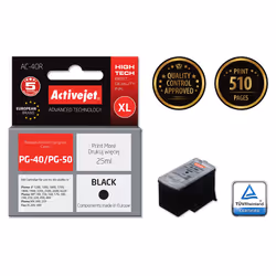 Activejet Encre AC-40R (remplacement de Canon PG-40 ; Premium ; 25 ml ; noir), Rendement élevé (XL), Encre à pigments, 25 ml, ...