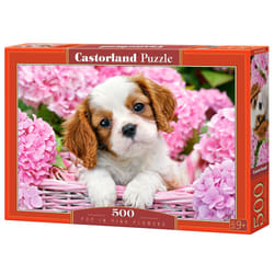 Castorland Pup in pink flowers 500 pcs Jeu de puzzle 500 pièce(s) Faune