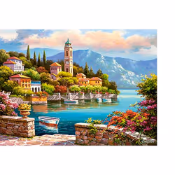 CASTOR Village Clock Tower Jeu de puzzle 2000 pièce(s) Paysage