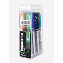 karin BrushmarkerPRO, Noir, Bleu, Marron, Or, Vert, Lilas, Orange, Rose, Rouge, Turquoise, Jaune, Multicolore, 12 couleurs, R ...