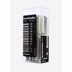 karin BrushmarkerPRO Noir, Gris foncé, Vert, Gris, Gris clair 12 pièce(s)