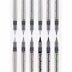 karin BrushmarkerPRO Noir, Gris foncé, Vert, Gris, Gris clair 12 pièce(s)