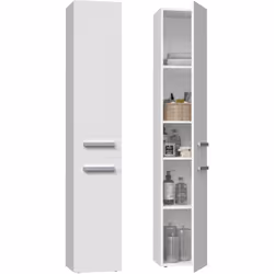 Topeshop NEL II BIEL, Blanc, Sur pied, 5 étagères, 2 portes(s), Tableau à particules, Mat