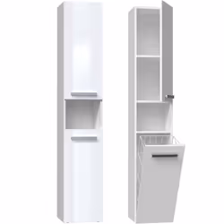 Topeshop NEL III BIEL POŁ, Blanc, Sur pied, 3 étagères, 2 portes(s), Tableau à particules, Brillant
