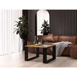 Topeshop MODERN MINI ART CZ Table à café, latérale et de salon Table basse Forme carrée 2 pieds