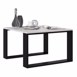 Topeshop MODERN MINI BIEL CZ, Table basse, Forme carrée, 2 pieds, Blanc