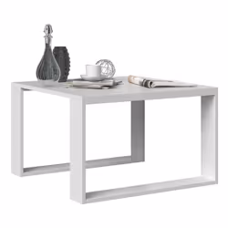 Topeshop MODERN MINI BIEL, Table basse, Forme carrée, 2 pieds, Blanc