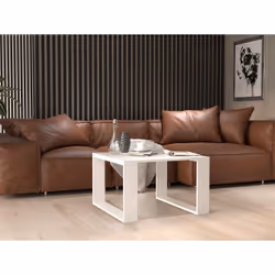 Topeshop MODERN MINI BIEL Table à café, latérale et de salon Table basse Forme carrée 2 pieds