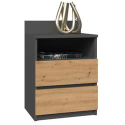 Topeshop M1 ANTRACYT/ARTISAN Table de nuit et table de chevet Table de nuit / chevet 2 tiroir(s) Chêne