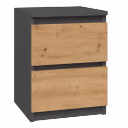 Topeshop M2 ANTRACYT/ARTISAN, Table de nuit / chevet, Anthracite, Chêne, Bois, 2 tiroir(s), Tableau à particules, 300 mm, 300 ...