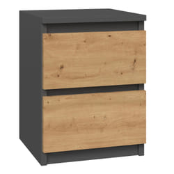 Topeshop M2 ANTRACYT/ARTISAN Table de nuit et table de chevet Table de nuit / chevet 2 tiroir(s) Anthracite, Chêne, Bois
