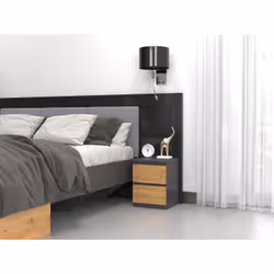 Topeshop M2 ANTRACYT/ARTISAN Table de nuit et table de chevet Table de nuit / chevet 2 tiroir(s) Anthracite, Chêne, Bois