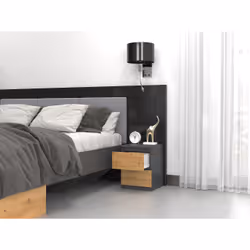 Topeshop M2 ANTRACYT/ARTISAN Table de nuit et table de chevet Table de nuit / chevet 2 tiroir(s) Anthracite, Chêne, Bois