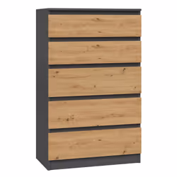 Topeshop M5 ANTRACYT/ARTISAN, Anthracite, Chêne, 5 tiroir(s), Tableau à particules, Monochromatique, Moderne, Tableau à parti ...