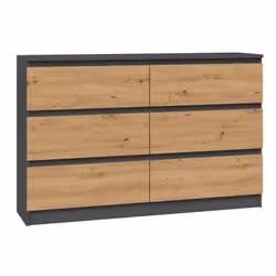 Topeshop M6 120 ANTRACYT/ART, Anthracite, Chêne, 6 tiroir(s), Tableau à particules, Monochromatique, Moderne, Tableau à parti ...