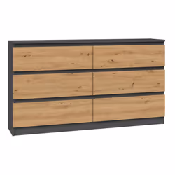 Topeshop M6 140 ANT/ART KPL, Anthracite, Chêne, 6 tiroir(s), Tableau à particules, Monochromatique, Moderne, Tableau à partic ...