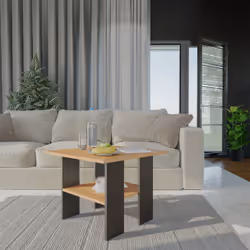 Topeshop MODERNA ART/CZERŃ Table à café, latérale et de salon Table basse Forme carrée 4 pieds