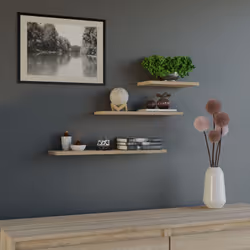 Topeshop TOBI 3P SONOMA étagères Tablette flottante Mural Tableau à particules Chêne, Bois