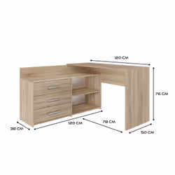 Topeshop DANY SONOMA KPL bureau d'ordinateur Couleur chêne - Vue supplémentaire 4
