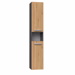 Topeshop NEL I ANT/ART armoire de rangement de salle de bain Graphite, Chêne