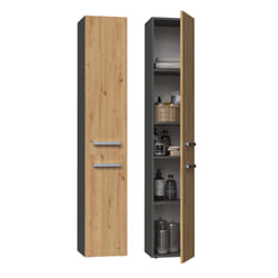 Topeshop NEL II ANT/ART armoire de rangement de salle de bain Graphite, Chêne