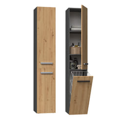 Topeshop NEL IV ANT/ART armoire de rangement de salle de bain Graphite, Chêne