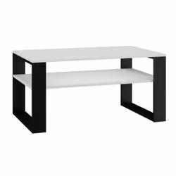 Topeshop MODERN 1P BIEL CZ, Table basse, Forme rectangulaire, 2 pieds, Blanc