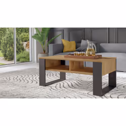 Topeshop MODERN 2P ART CZ Table à café, latérale et de salon Table basse Forme rectangulaire 2 pieds