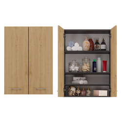 Topeshop POLA MINI DD ANT/ART armoire de rangement de salle de bain Graphite, Chêne