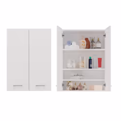Topeshop POLA MINI DD BIEL, Blanc, Mural, 4 étagères, 2 portes(s), Tableau à particules, Mat