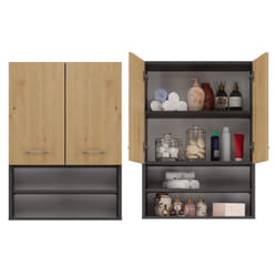Topeshop POLA MINI DK ANT/ART armoire de rangement de salle de bain Graphite, Chêne