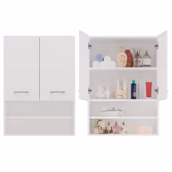 Topeshop POLA MINI DK BIEL, Blanc, Mural, 4 étagères, 2 portes(s), Tableau à particules, Mat