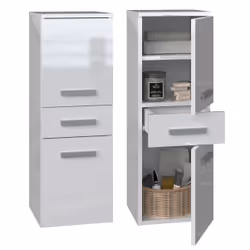 Topeshop NEL V DDS BIEL POŁ, Blanc, Sur pied, 3 étagères, 1 tiroir(s), 2 portes(s), Tableau à particules