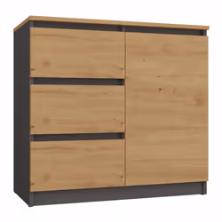 Topeshop 1D3S ANT/ART BA KPL, Anthracite, Chêne, 3 tiroir(s), Tableau à particules, Moderne