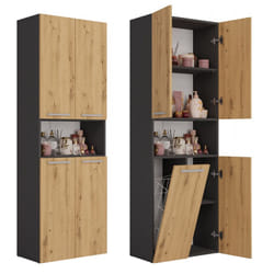 Topeshop NEL 1K DK ANT/ART KP armoire de rangement de salle de bain Graphite, Chêne