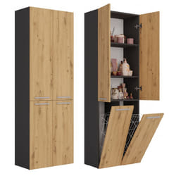 Topeshop NEL 2K DD ANT/ART KP armoire de rangement de salle de bain Graphite, Chêne